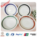 Turkish Restaurant Kitchen Design Ceramic Color Band Rim Handmade Salad Bowls